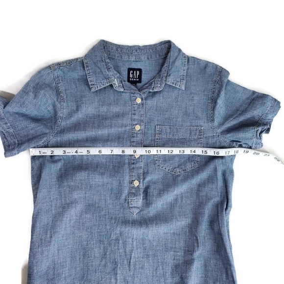 GAP Chambray Popover Denim Shirt Dress in Indigo 100% Cotton Size XS Petite - Picture 5 of 12